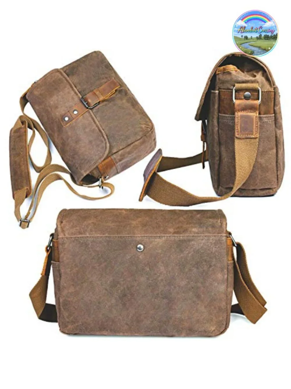 Waterproof Wax Canvas SLR Camera Messenger Bag with Interlayer Pad Vintage
